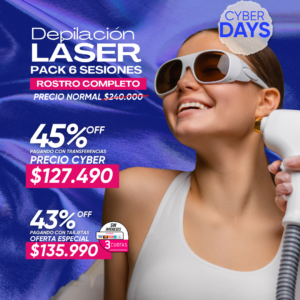 Depilación Láser Rostro Completo Pack 6 ses.